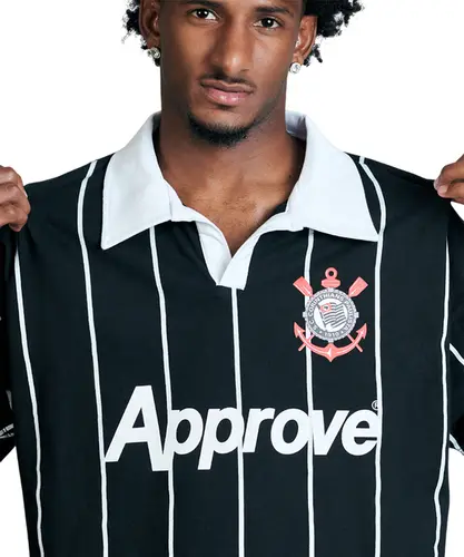 Camisa Polo Approve X Corinthians Retro Preta