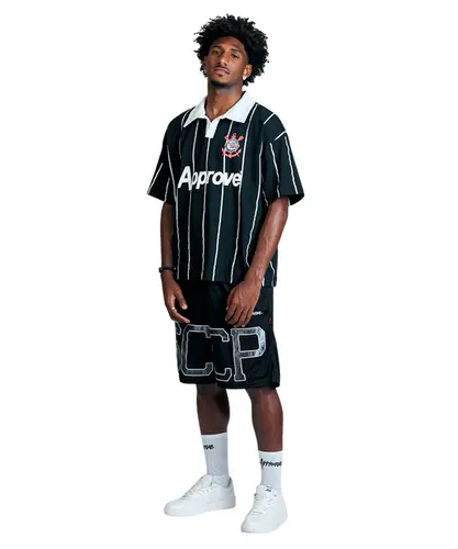 Camisa Polo Approve X Corinthians Retro Preta
