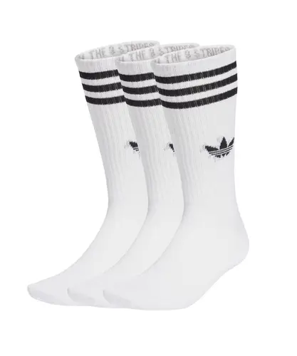 Meias Adidas Três Listras High Crew 3 Pares Branco