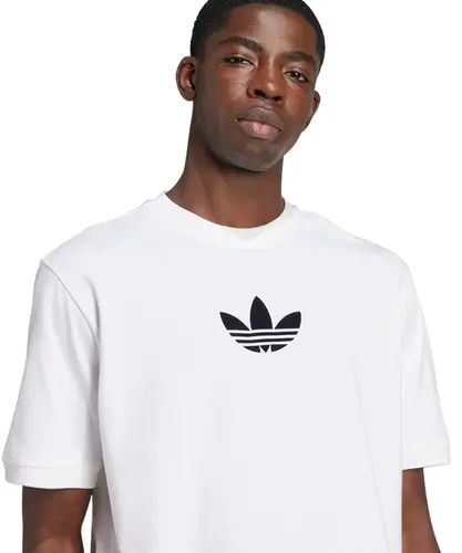 Camiseta Oversized Adidas Trefoil Branco e Preto - Camiseta