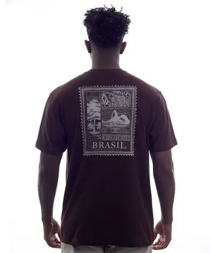 Camiseta Kayland Malhão Selo Brasil Marrom Café
