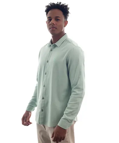 Camisa Kayland Manga Longa Virada Verde Menta