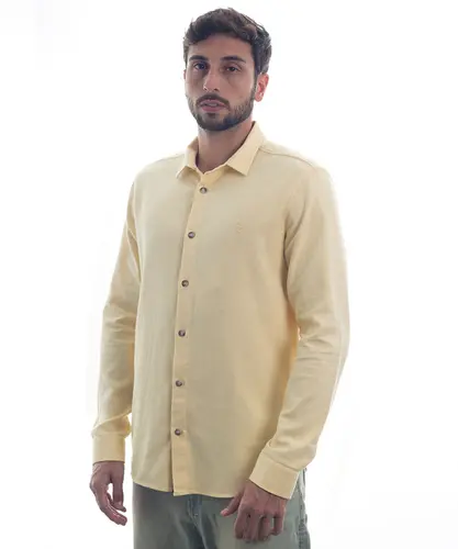 Camisa Kayland Manga Longa Virada Amarelo Claro
