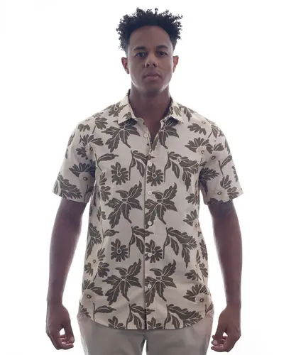 Camisa Kayland Manga Curta Natureza Bege Natural