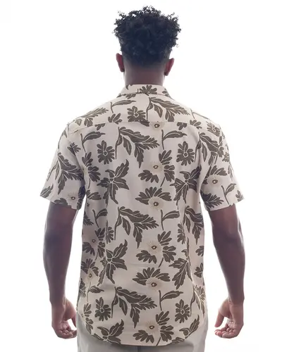 Camisa Kayland Manga Curta Natureza Bege Natural