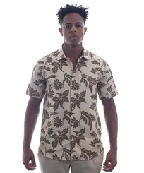 Camisa Kayland Manga Curta Natureza Bege Natural