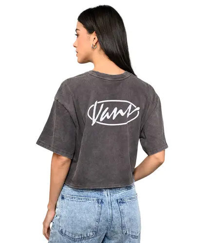 Camiseta Vans SS Era Script Relaxed Crop Faded Black