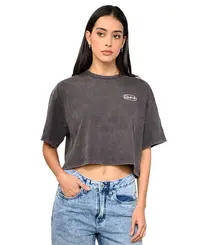 Camiseta Vans SS Era Script Relaxed Crop Faded Black