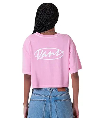 Camiseta Vans SS Era Script Relaxed Crop Pink Dawn White