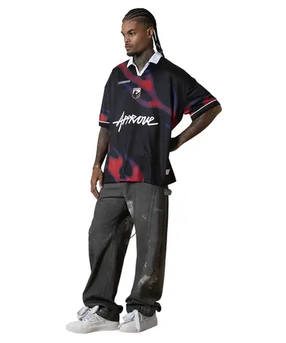 Camiseta Polo Huge Approve Flames Preto