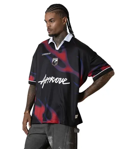 Camiseta Polo Huge Approve Flames Preto