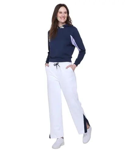 Calça Fila Comfort Chevron Branco e Marinho