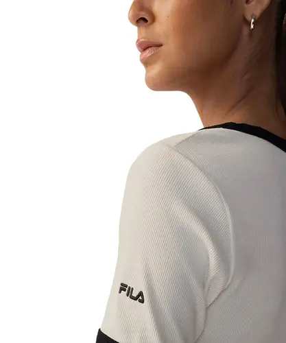 Blusa Fila Cropped Rib Off White Gardenia e Preto