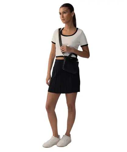 Blusa Fila Cropped Rib Off White Gardenia e Preto