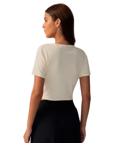 Blusa Fila Cropped Rib Creme Claro
