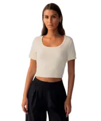 Blusa Fila Cropped Rib Creme Claro