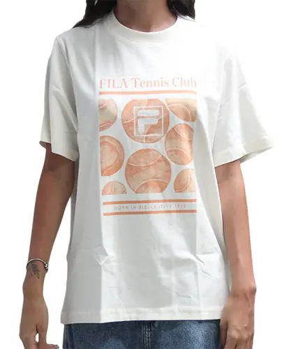 Camiseta Fila Oversized Letter Manga Curta Estampada Off White