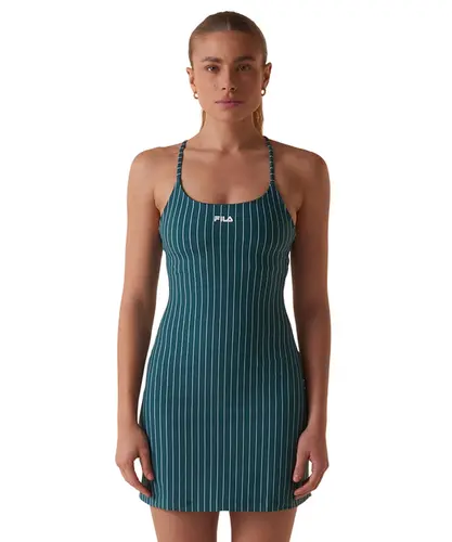 Vestido Fila Future Sports Pinstripes Flow Verde Floresta Estampado