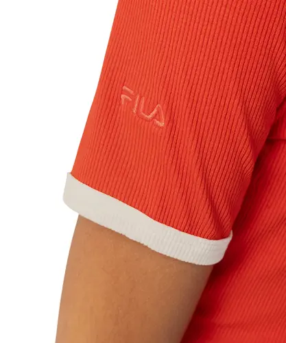 Blusa Fila Cropped Rib Vermelho Chilli Off White Gardenia