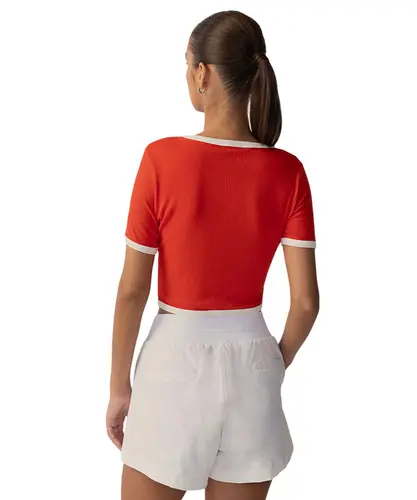 Blusa Fila Cropped Rib Vermelho Chilli Off White Gardenia