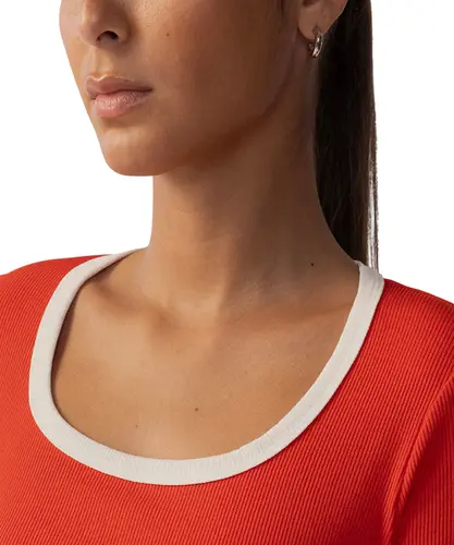 Blusa Fila Cropped Rib Vermelho Chilli Off White Gardenia