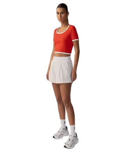 Blusa Fila Cropped Rib Vermelho Chilli Off White Gardenia