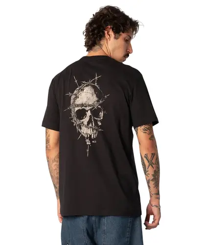 Camiseta MCD Oversized Caveira Arame Preto
