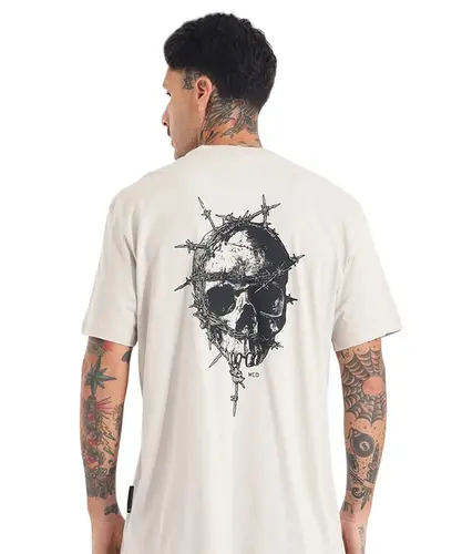 Camiseta MCD Regular Caveira Arame Bege Poeira