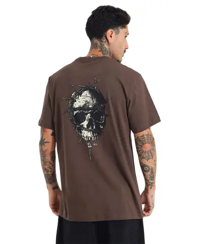 Camiseta MCD Regular Caveira Arame Marrom Ruina