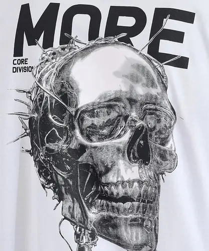 Camiseta MCD Regular Caveira Cromada Branco
