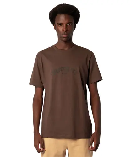Camiseta MCD Regular Caligrafiti Relevo Marrom Ruina