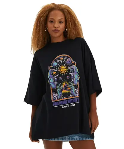 Camiseta Baw Oversized Find Peace Preto