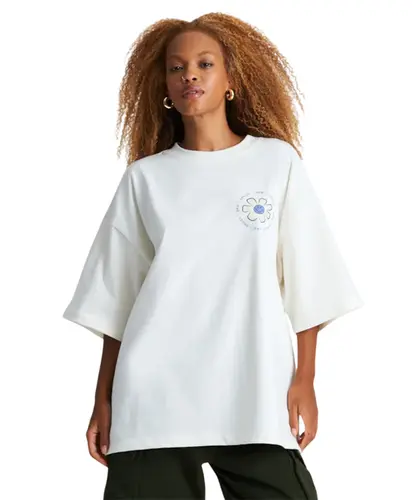 Camiseta Baw Oversized Flower Baw X Smiley Off White