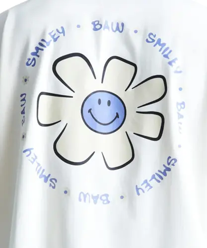 Camiseta Baw Oversized Flower Baw X Smiley Off White