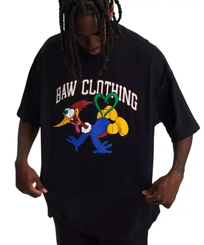 Camiseta Baw Oversized Pica Pau x Ww Preto