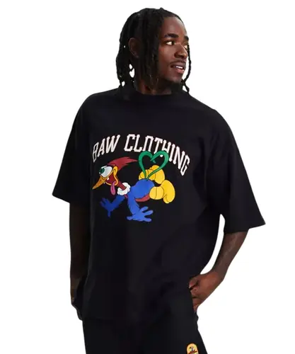 Camiseta Baw Oversized Pica Pau x Ww Preto