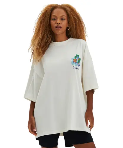 Camiseta Baw Oversized Garden Flower Off White