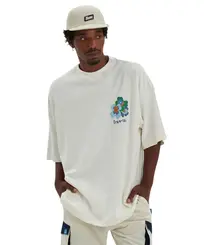 Camiseta Baw Oversized Garden Flower Off White