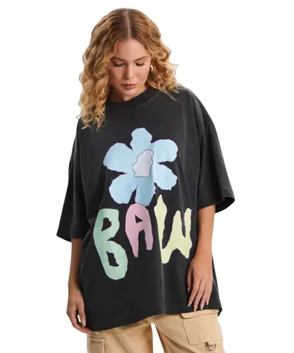 Camiseta Baw Oversized Sunflowers Preto