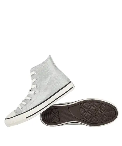 Tênis Converse Chuck Taylor All Star Hi Shine Prata Opaca Amendoa