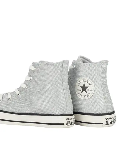 Tênis Converse Chuck Taylor All Star Hi Shine Prata Opaca Amendoa