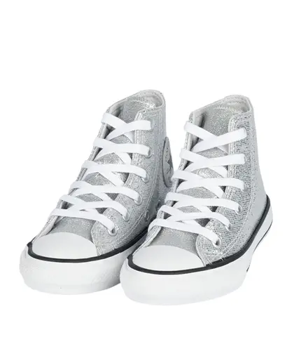 Tênis Converse Kids Chuck Taylor All Star Hi Holliday Disco Prata Opaca Branco