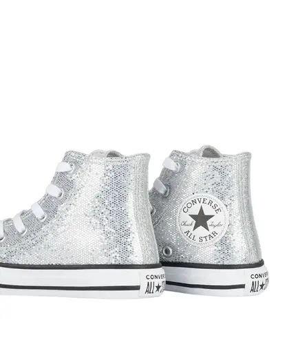 Tênis Converse Kids Chuck Taylor All Star Hi Holliday Disco Prata Opaca Branco