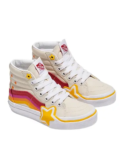 Tênis Vans Sk8-hi Rainbow Retro Infantil Bege Vermelho