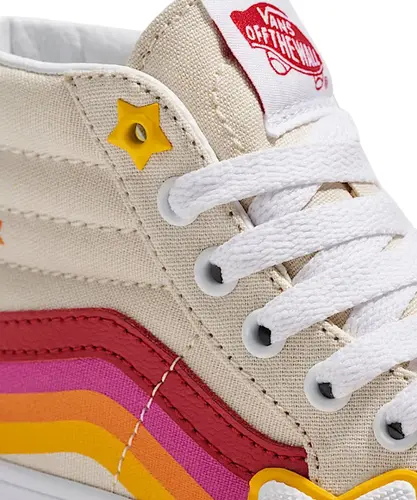 Tênis Vans Sk8-hi Rainbow Retro Infantil Bege Vermelho