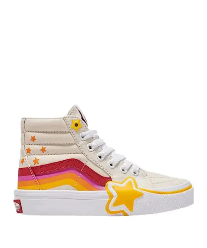 Tênis Vans Sk8-hi Rainbow Retro Infantil Bege Vermelho