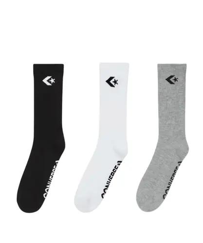 Meia Converse Cano Médio Star Chevron Branco Preto Cinza