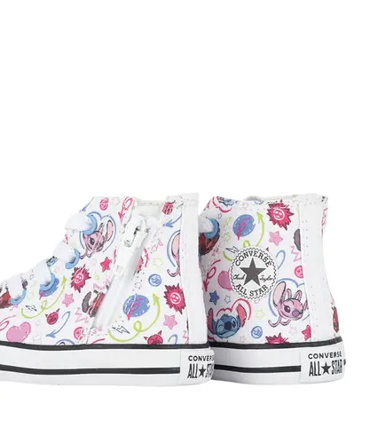 Tênis Converse Kids Chuck Taylor All Star Side Zip Hi Disney Stitch 2 Branco Preto