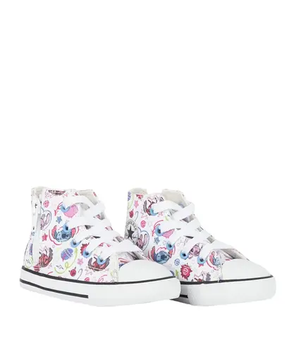 Tênis Converse Kids Chuck Taylor All Star Side Zip Hi Disney Stitch 2 Branco Preto