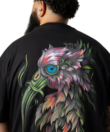 Camiseta MCD Oversized Pássaro Bailon Preto